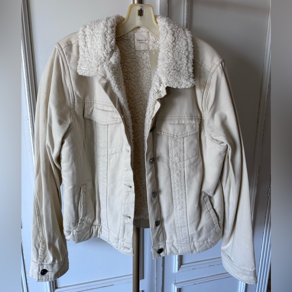Faux Shearling Lined Denim Jacket